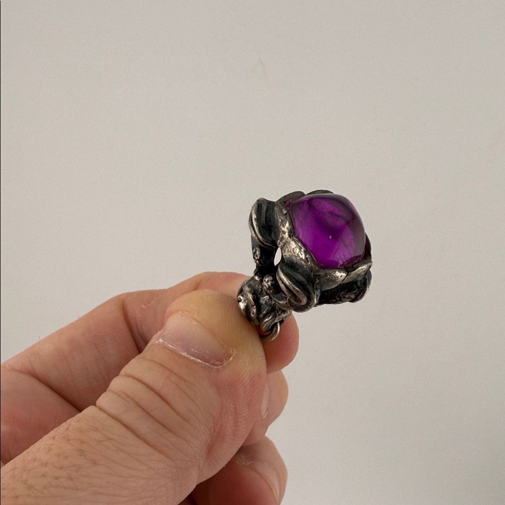 Silver and Purple Stone Watch Fob
